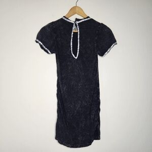 Just me Women's Medium Ruched Gothic Acid Black Top